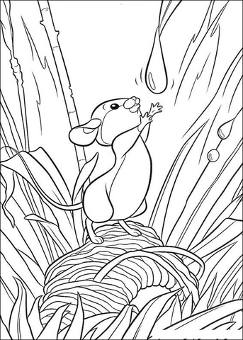 Mouse Tries To Catch Some Water  Coloring Page